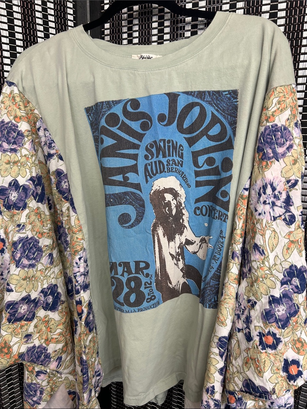 Sage Green Graphic Long-Sleeve Shirt / Poncho style